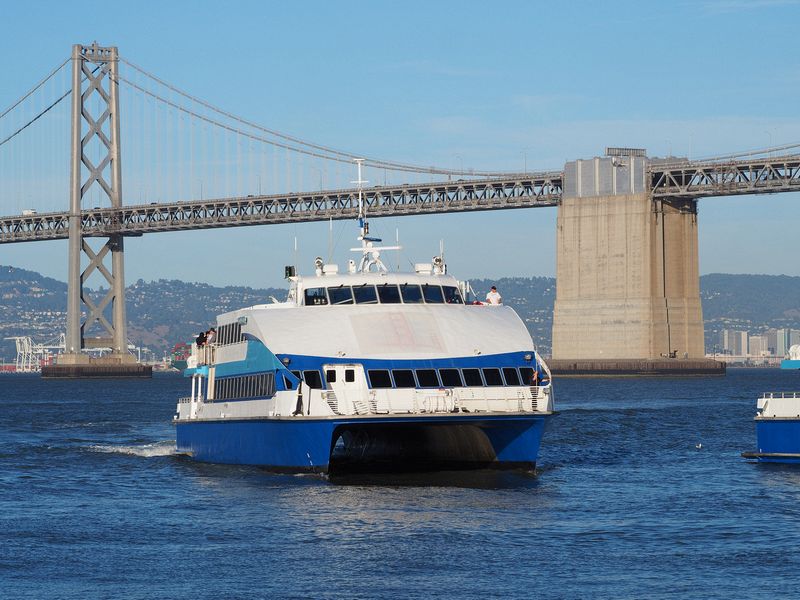 Ferry with Bay Bridge in background